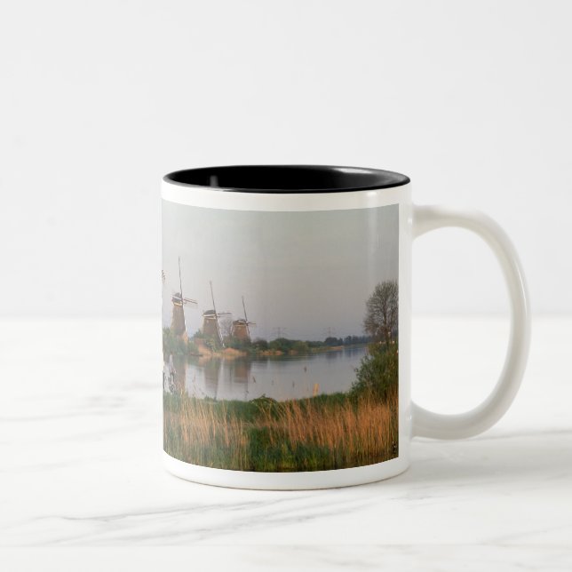 Caneca De Café Em Dois Tons Moinhos de vento, Kinderdijk, Holanda (Direita)