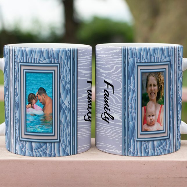 Caneca De Café Em Dois Tons Mola de Fotografia Personalizada Azul (Criador carregado)