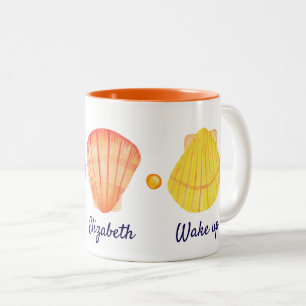 Caneca De Café Em Dois Tons Molas de Água Vermelhas e Amarelas Mug