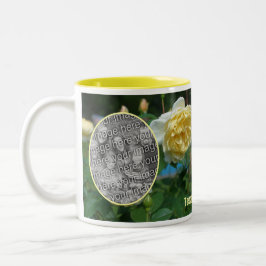 Caneca De Café Em Dois Tons Moldura de Flor Rosa Amarelo Crie sua própria foto