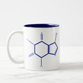 Caneca De Café Em Dois Tons Molécula da cafeína - azul