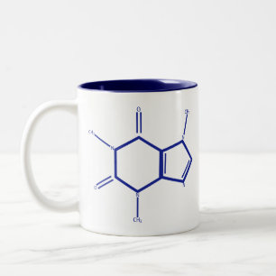 Caneca De Café Em Dois Tons Molécula da cafeína - azul