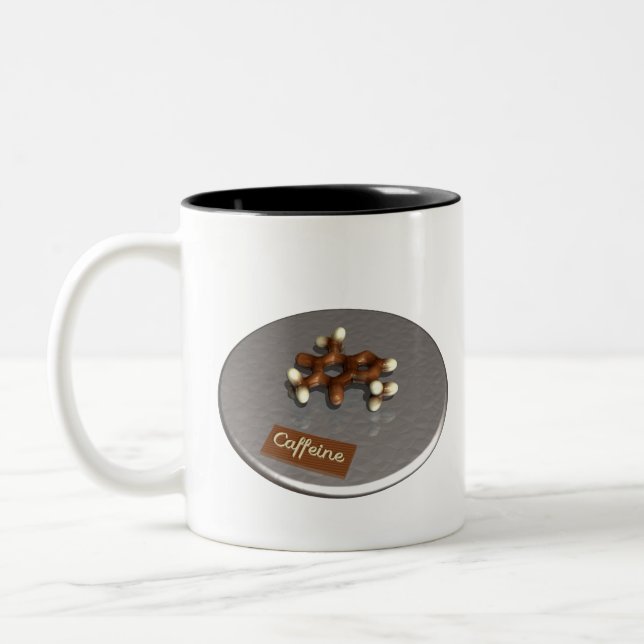 Caneca De Café Em Dois Tons Molécula da cafeína feita do chocolate (Esquerda)
