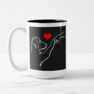 Caneca De Café Em Dois Tons Moletom de Linha da Mão e do Cachorro dos Melhores