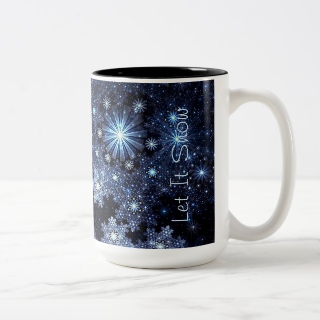 Caneca De Café Em Dois Tons Molho de Padrão de Neve Azul do inverno (Direita)