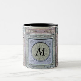 Caneca De Café Em Dois Tons Molho Estilado, Damask Monogramado