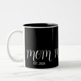 Caneca De Café Em Dois Tons Mom Established Black Script New Mom Gift 