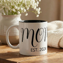 Caneca De Café Em Dois Tons Mom Established New Mom Big Script