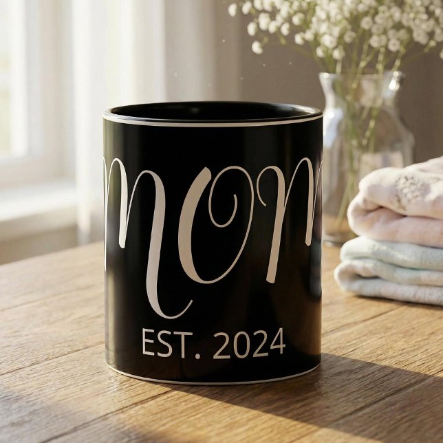 Caneca De Café Em Dois Tons Mom Established New Mom Gift (Criador carregado)