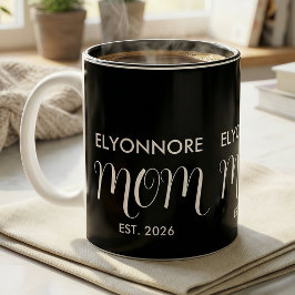 Caneca De Café Em Dois Tons Mom Established New Mom Gift White Custom Name