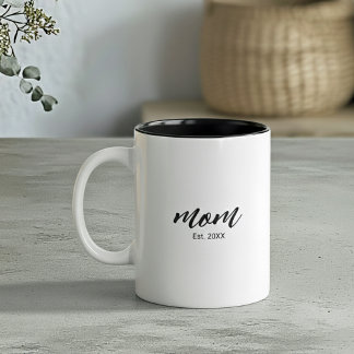 Caneca De Café Em Dois Tons Mom Established New Mom Script Gift