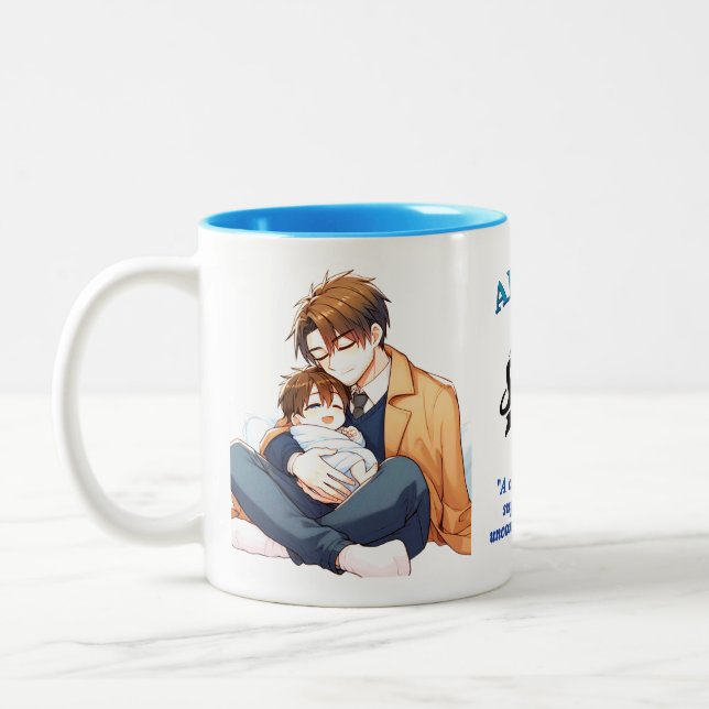 Caneca De Café Em Dois Tons Momentos Cerejados - Pais e Crianças Abraçam Mug (Esquerda)
