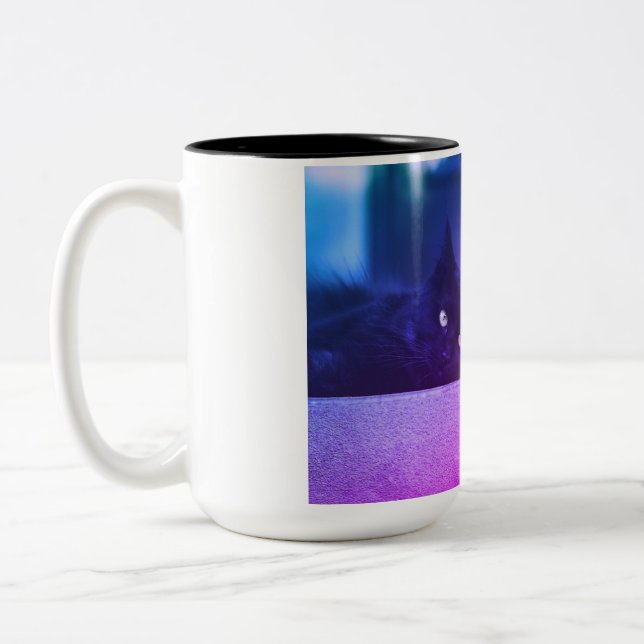 Caneca De Café Em Dois Tons Momentos de Gato e Cachorro (Esquerda)