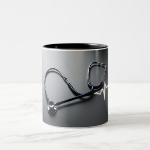 Caneca De Café Em Dois Tons Momentos de pulsação: Stethoscope Heartbeat Mug