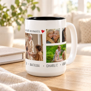 Caneca De Café Em Dois Tons Momentos Especiais Personalizados com 7 Fotos e Te