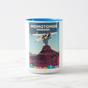 Caneca De Café Em Dois Tons Momotombo Nicarágua, viagem de vulcão.