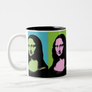 Caneca De Café Em Dois Tons Mona Lisa - Estilo de Arte Pop