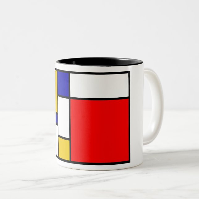 Caneca De Café Em Dois Tons Mondrian 2 (Frente Esquerda)