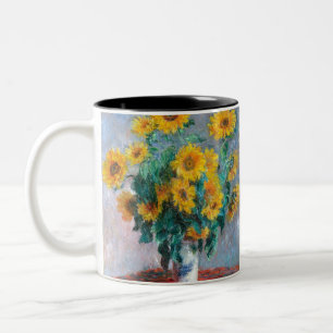 Caneca De Café Em Dois Tons Monet France Buquê Sunflower Impressionista Peop
