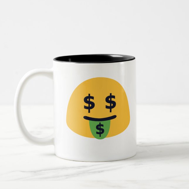 Caneca De Café Em Dois Tons Money Mouth Emoji (Esquerda)