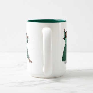 Caneca De Café Em Dois Tons Monochrome Green Dancer #1