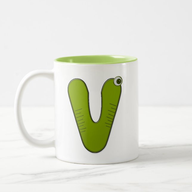Caneca De Café Em Dois Tons monograma animal - V (Esquerda)