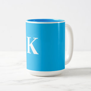 Caneca De Café Em Dois Tons Monograma Casado Presente Partido Favor Blue White