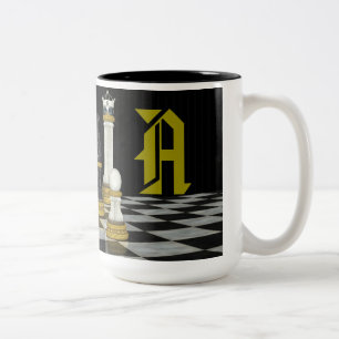 Caneca De Café Em Dois Tons Monograma Chess Player Mug