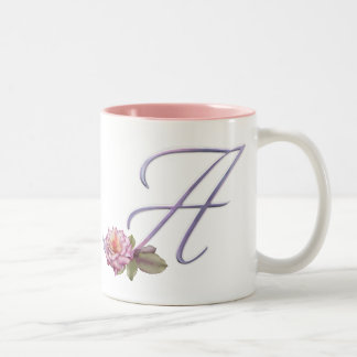 Caneca De Café Em Dois Tons Monograma cor-de-rosa A dos rosas