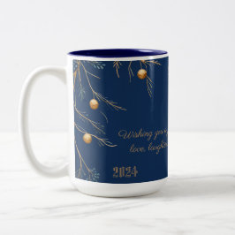 Caneca De Café Em Dois Tons Monograma da família de natal Elegante com mensage