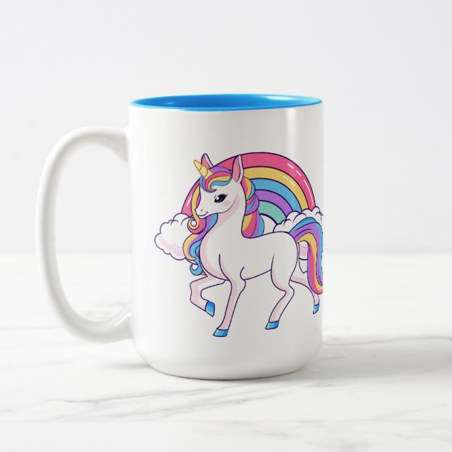 Caneca De Café Em Dois Tons monograma de adição de unicórnio (Esquerda)