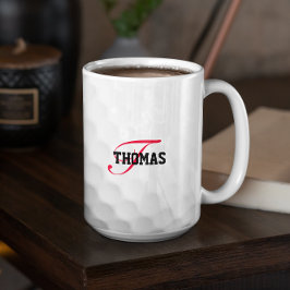 Caneca De Café Em Dois Tons Monograma de Bola de Golfe Personalizado