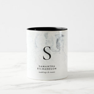 Caneca De Café Em Dois Tons Monograma de Chic Marble