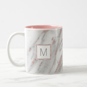 Caneca De Café Em Dois Tons MONOGRAMA DE Cinzas de Mármore rosa-rosa-rosa-dou