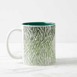 Caneca De Café Em Dois Tons Monograma de Impressão de Zebra Verde Selvagem