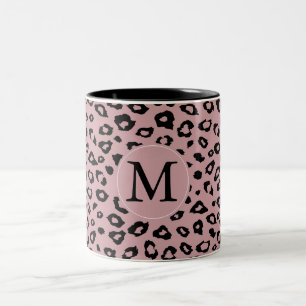 Caneca De Café Em Dois Tons Monograma de impressão preto-e-rosa