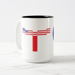 Caneca De Café Em Dois Tons Monograma de Letra T com Bandeira Americana