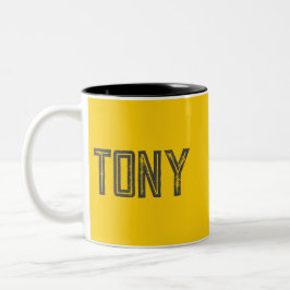 Caneca De Café Em Dois Tons Monograma de Nome Personalizado Amarelo-Laranja Só