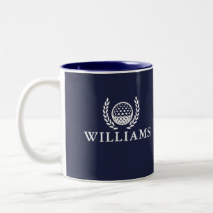 Caneca De Café Em Dois Tons Monograma de Nome Personalizado Azul Marinho Cláss