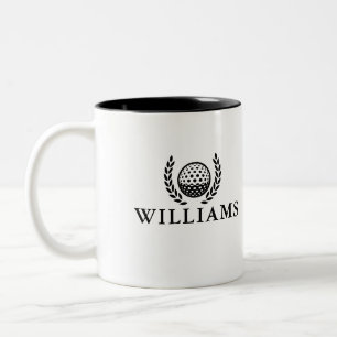 Caneca De Café Em Dois Tons Monograma de Nome Personalizado Clássico