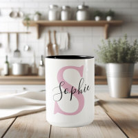 Monograma de Nome Personalizado Moderno Rosa