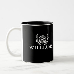 Caneca De Café Em Dois Tons Monograma de Nome Personalizado Preto e Branco Clá