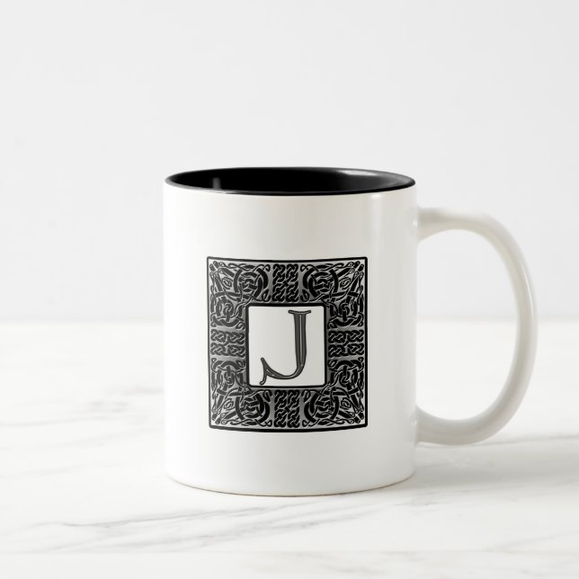 Caneca De Café Em Dois Tons Monograma de Silver Celtic (Direita)