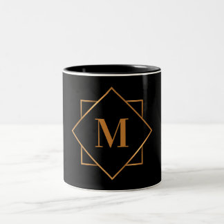 Caneca De Café Em Dois Tons Monograma dourado
