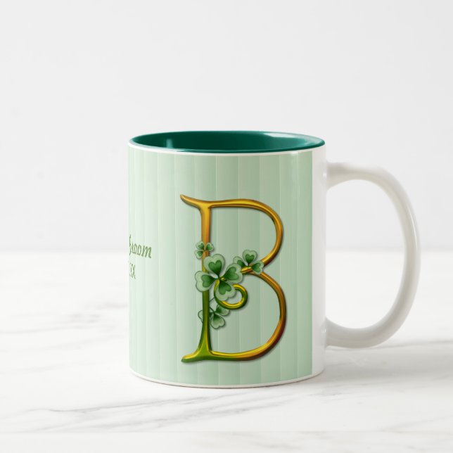 Caneca De Café Em Dois Tons Monograma Dourado irlandês B (Direita)