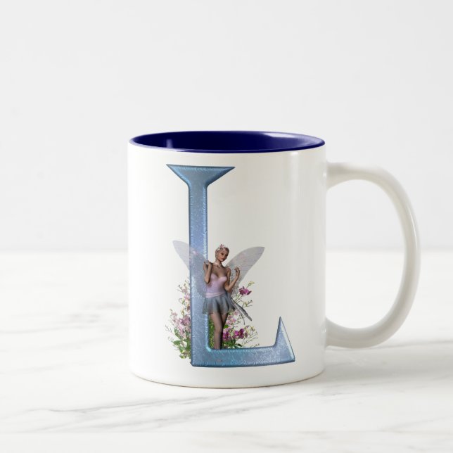 Caneca De Café Em Dois Tons Monograma feericamente L (Direita)