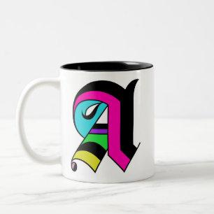 Caneca De Café Em Dois Tons Monograma Inicial A Mug