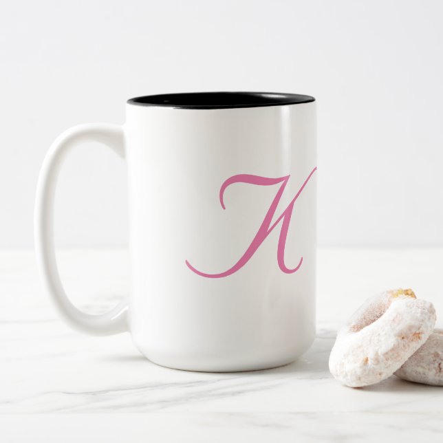 Caneca De Café Em Dois Tons Monograma-K (Com Donut)