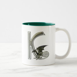Caneca De Café Em Dois Tons Monograma K da gárgula