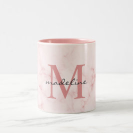 Caneca De Café Em Dois Tons Monograma Mínimo de Mármaco Cor-de-Rosa Dourado, R